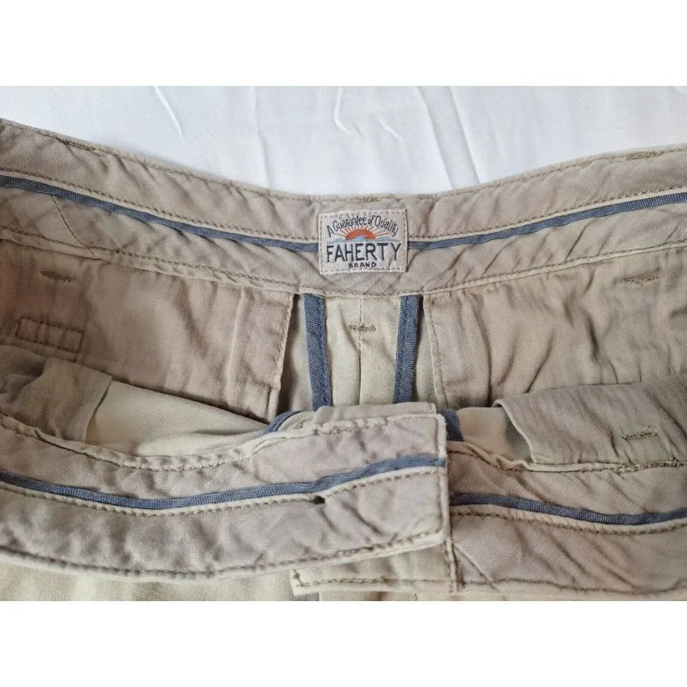 FAHERTY All-Day Shorts Mens Sz 31 Beige Stretch Chino 9